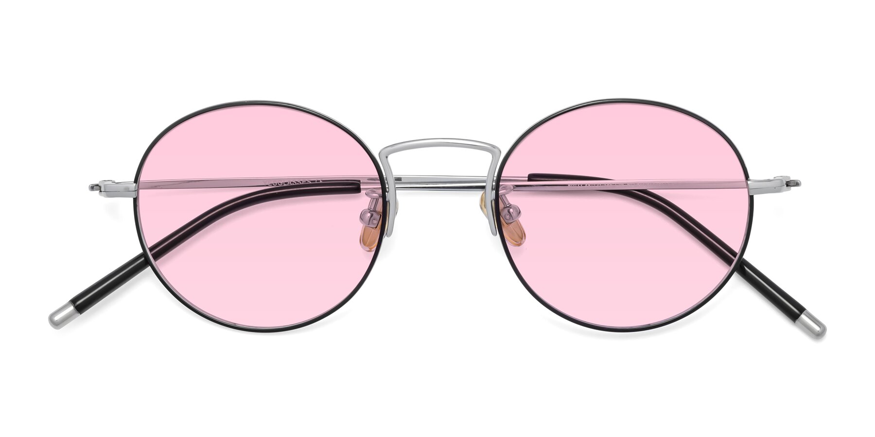 Folded Front of 80033 in Black-Silver with Light Pink Tinted Lenses