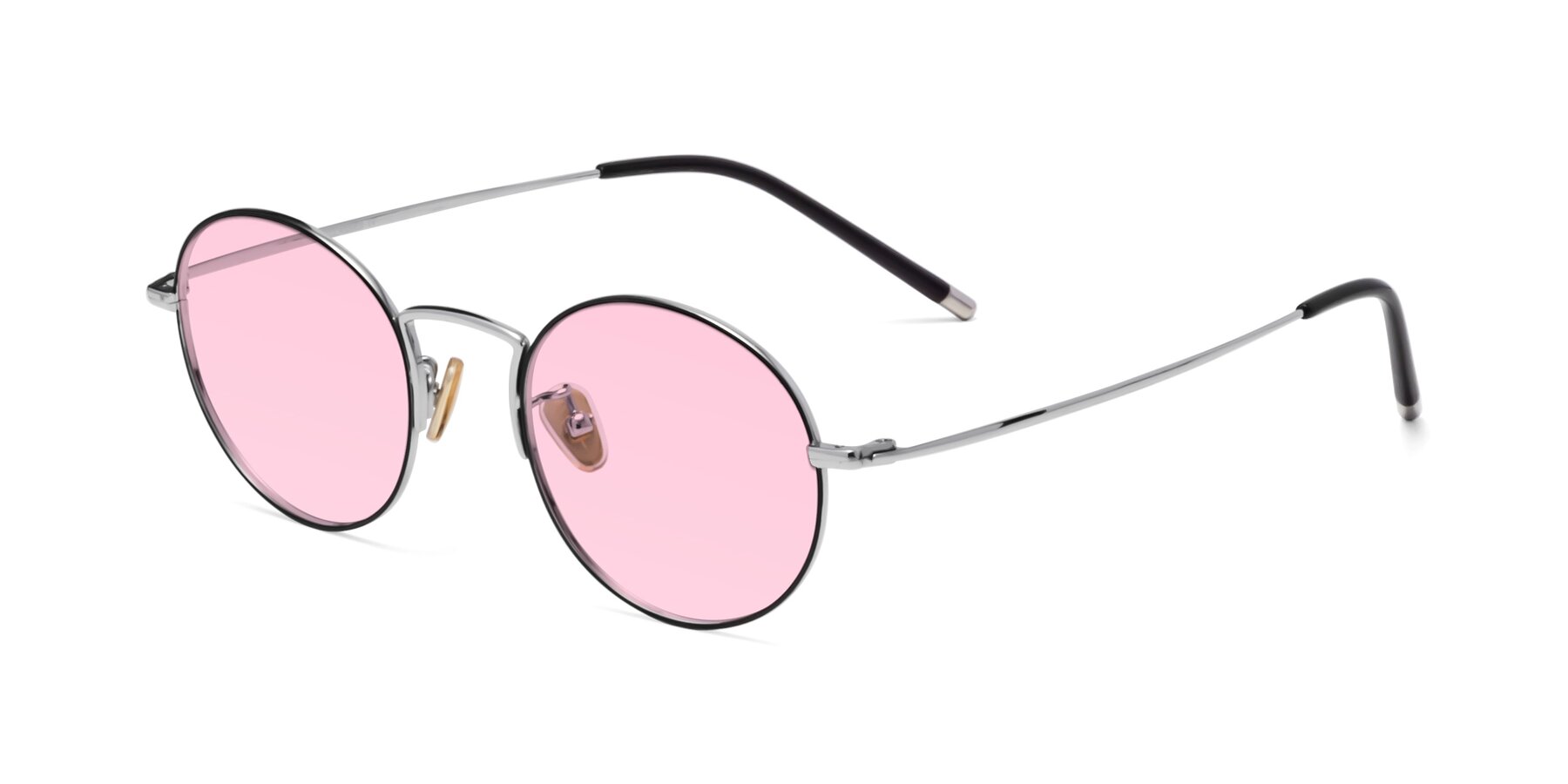 Angle of 80033 in Black-Silver with Light Pink Tinted Lenses