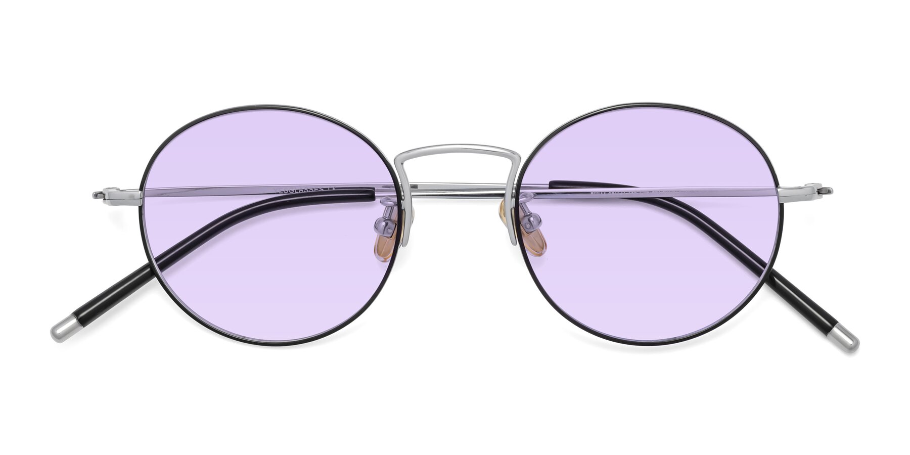 Folded Front of 80033 in Black-Silver with Light Purple Tinted Lenses