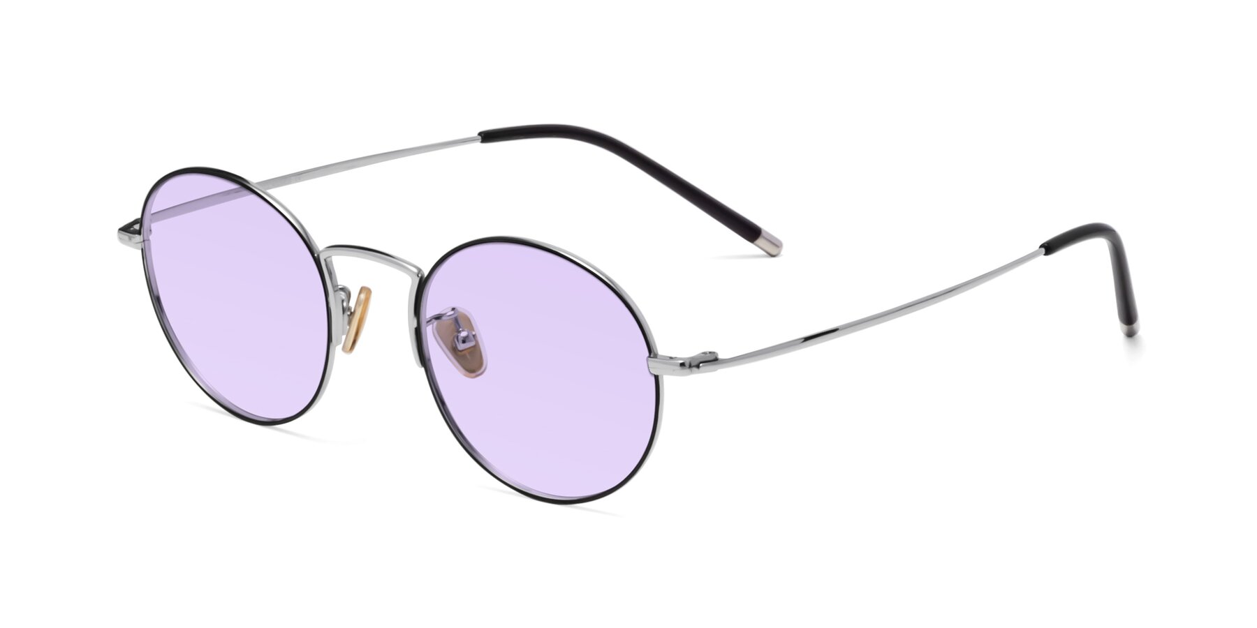 Angle of 80033 in Black-Silver with Light Purple Tinted Lenses