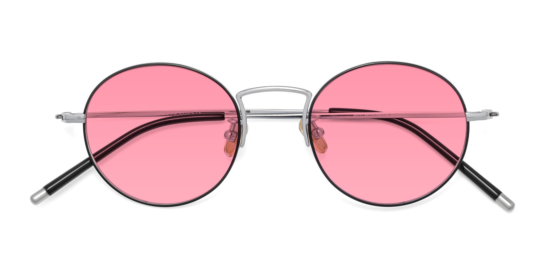 Folded Front of 80033 in Black-Silver with Pink Tinted Lenses