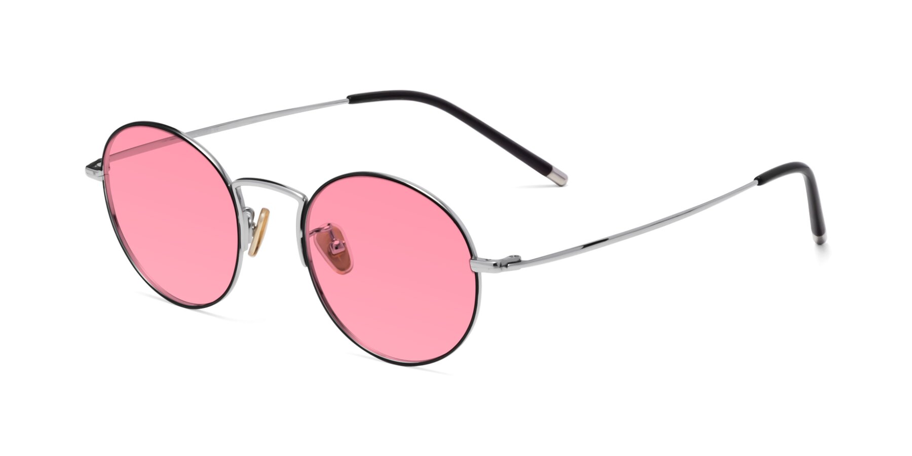 Angle of 80033 in Black-Silver with Pink Tinted Lenses