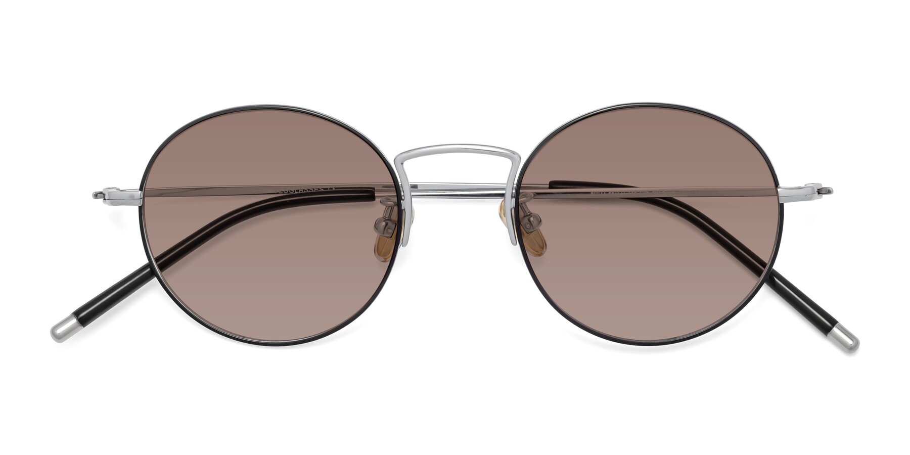 Folded Front of 80033 in Black-Silver with Medium Brown Tinted Lenses