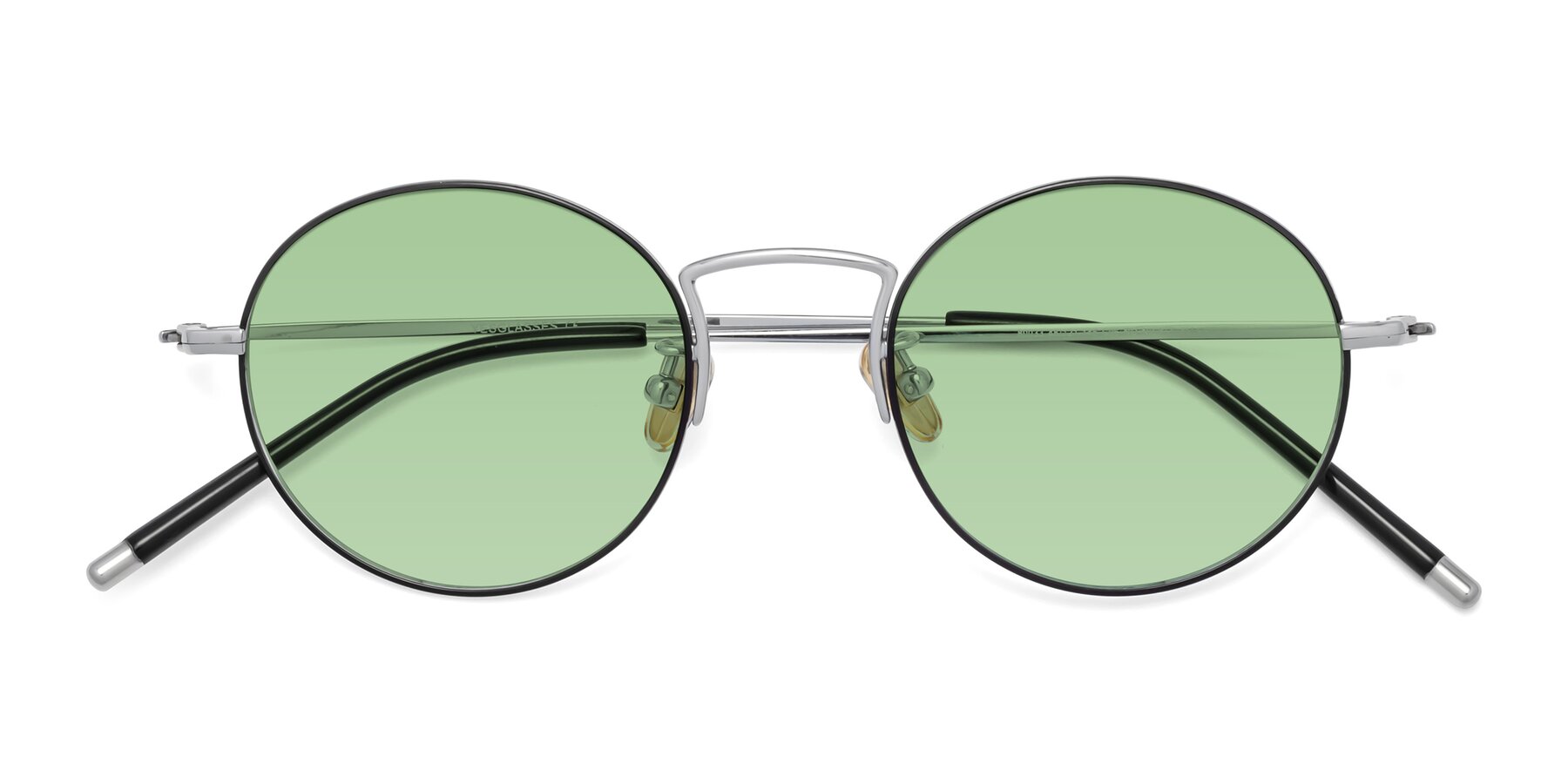 Folded Front of 80033 in Black-Silver with Medium Green Tinted Lenses