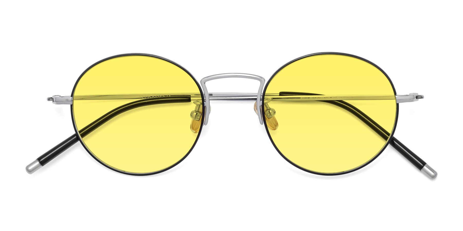 Folded Front of 80033 in Black-Silver with Medium Yellow Tinted Lenses