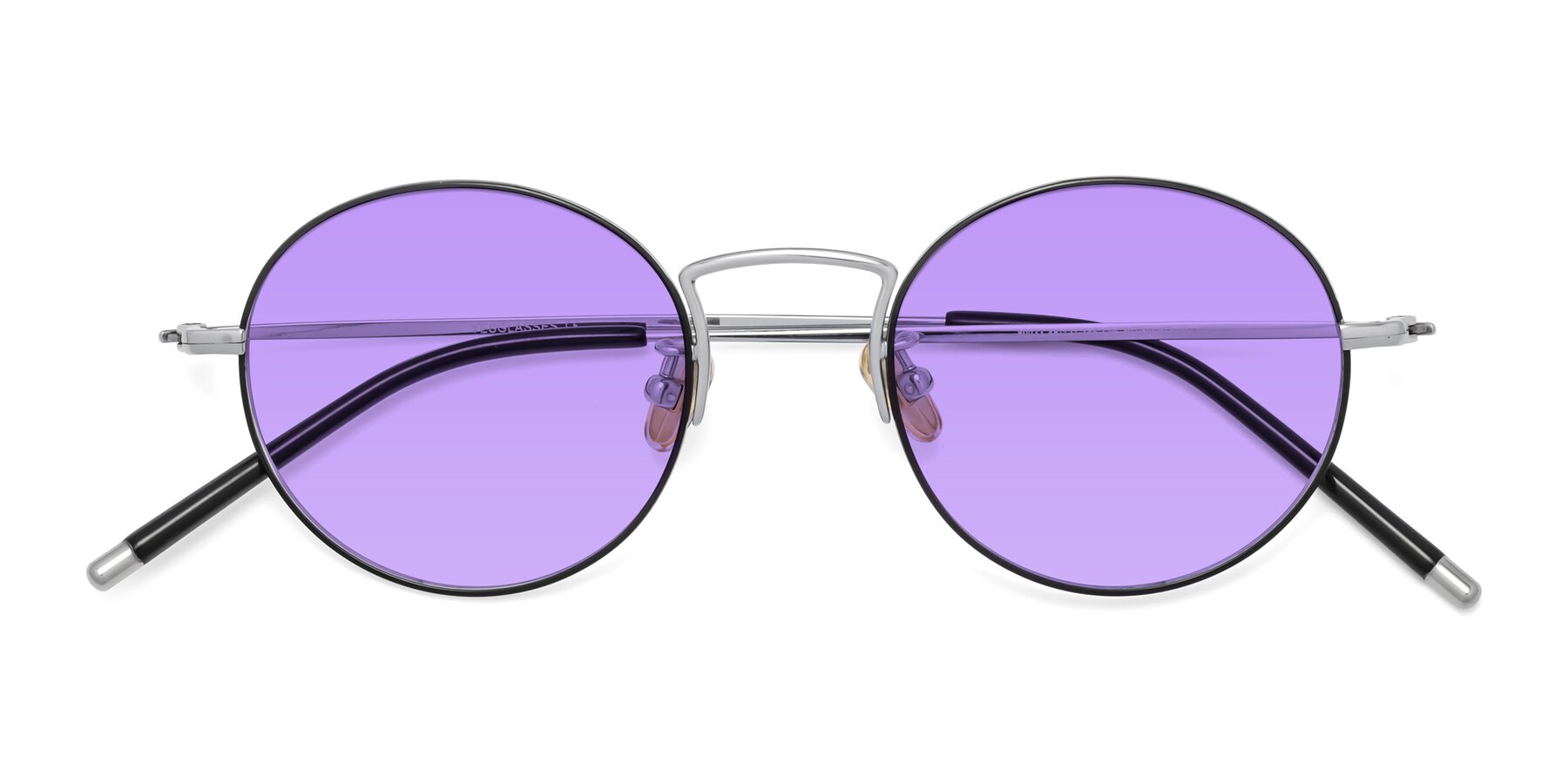 Folded Front of 80033 in Black-Silver with Medium Purple Tinted Lenses