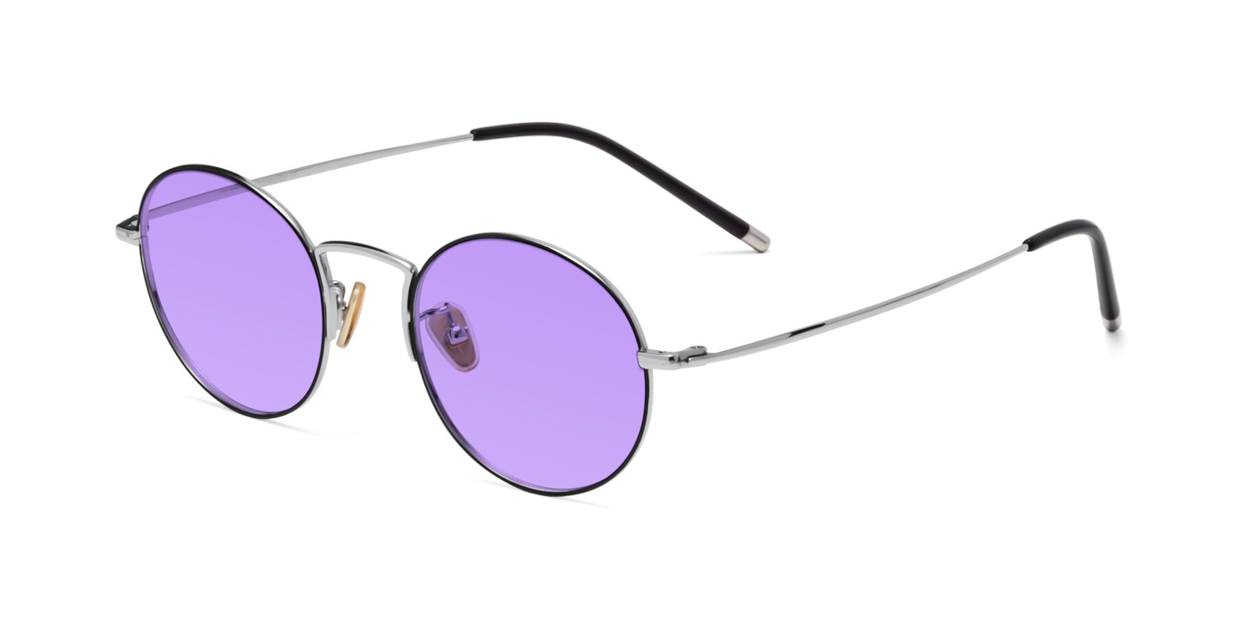 Angle of 80033 in Black-Silver with Medium Purple Tinted Lenses