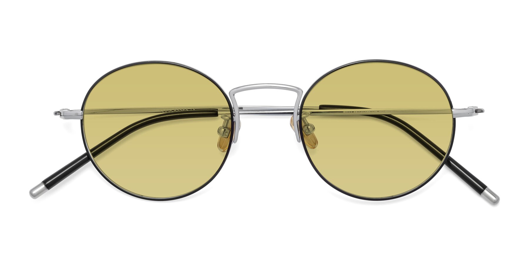 Folded Front of 80033 in Black-Silver with Medium Champagne Tinted Lenses