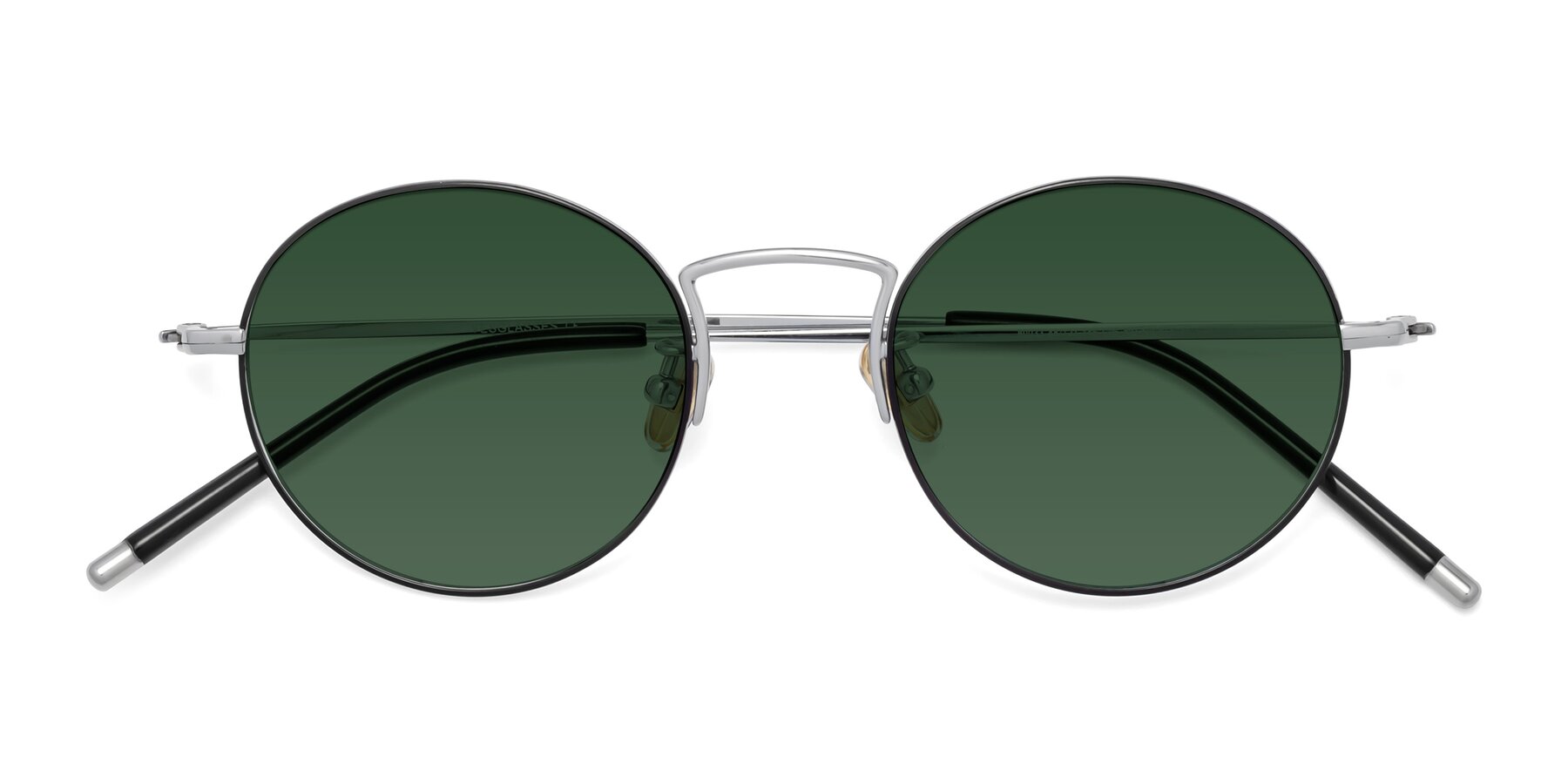 Folded Front of 80033 in Black-Silver with Green Tinted Lenses