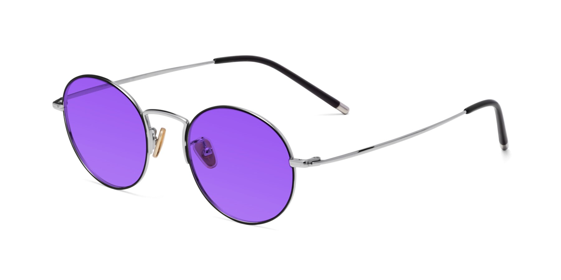 Angle of 80033 in Black-Silver with Purple Tinted Lenses