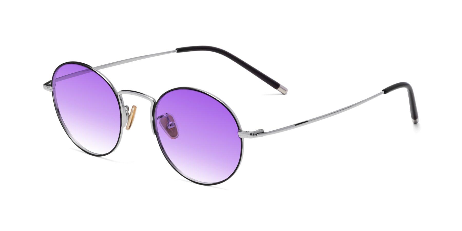 Angle of 80033 in Black-Silver with Purple Gradient Lenses