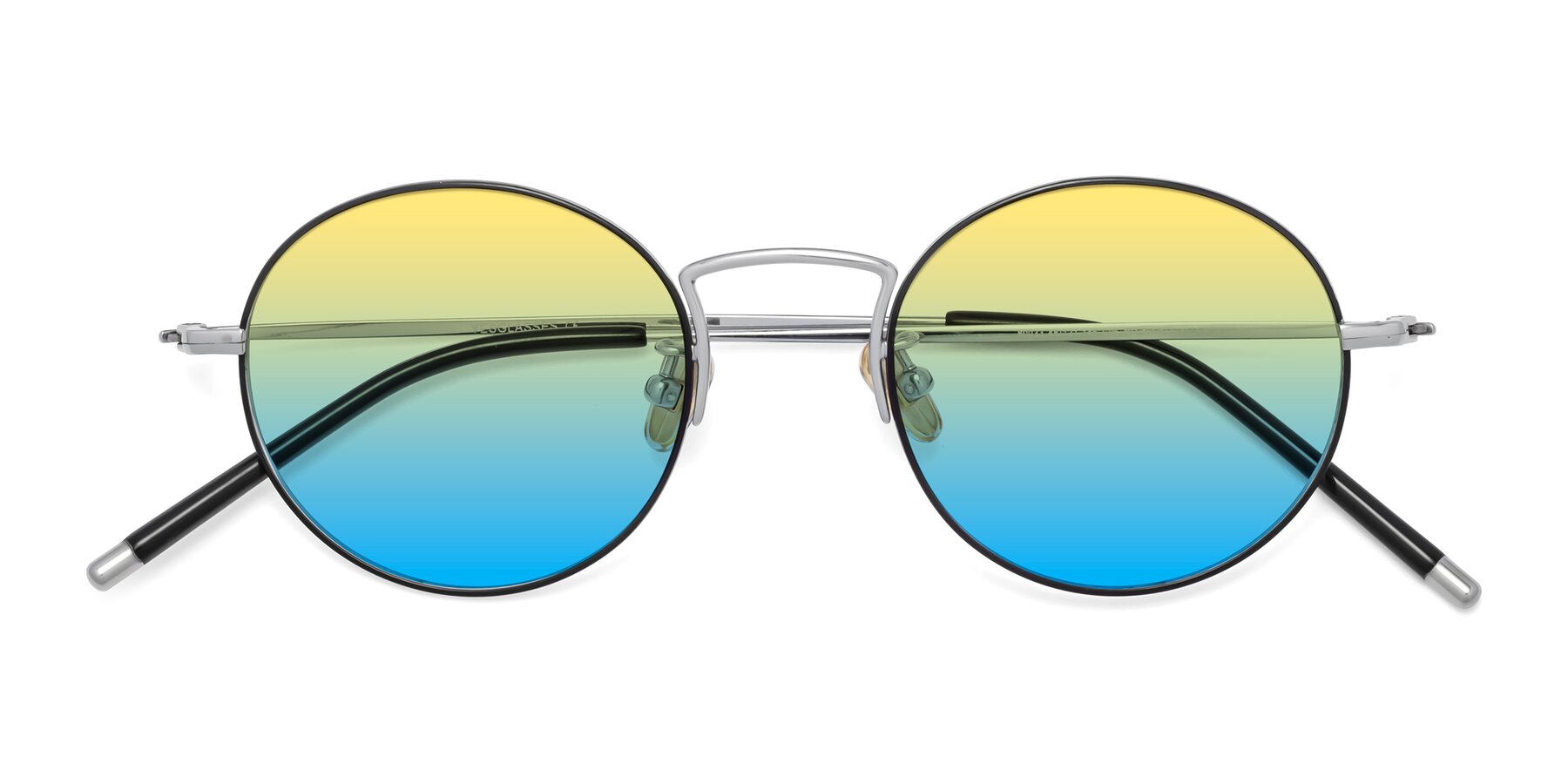 Folded Front of 80033 in Black-Silver with Yellow / Blue Gradient Lenses