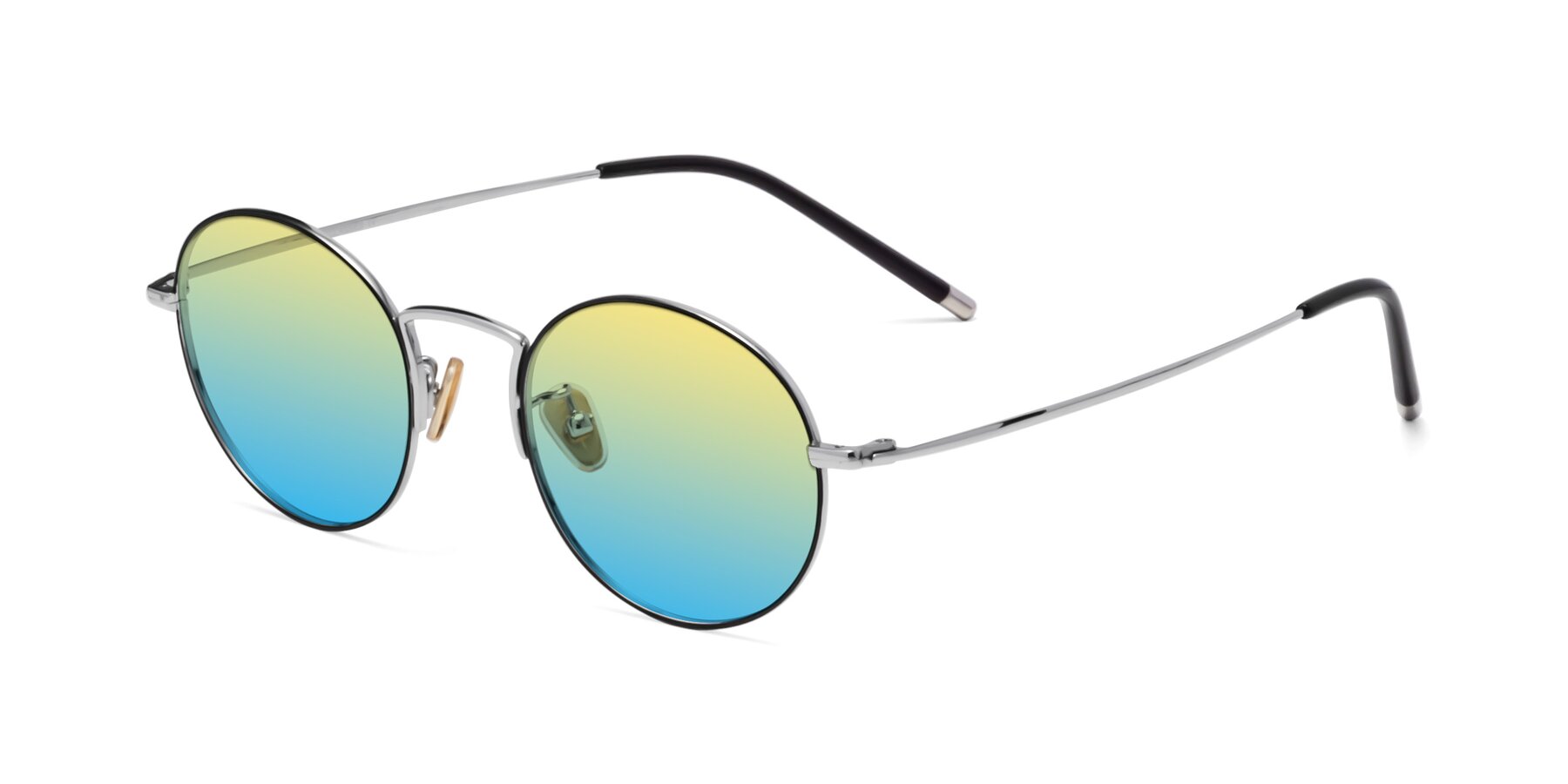Angle of 80033 in Black-Silver with Yellow / Blue Gradient Lenses