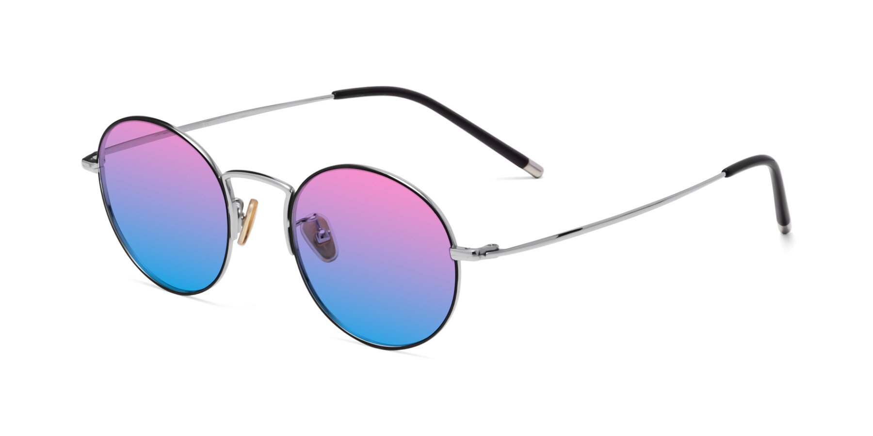 Angle of 80033 in Black-Silver with Pink / Blue Gradient Lenses