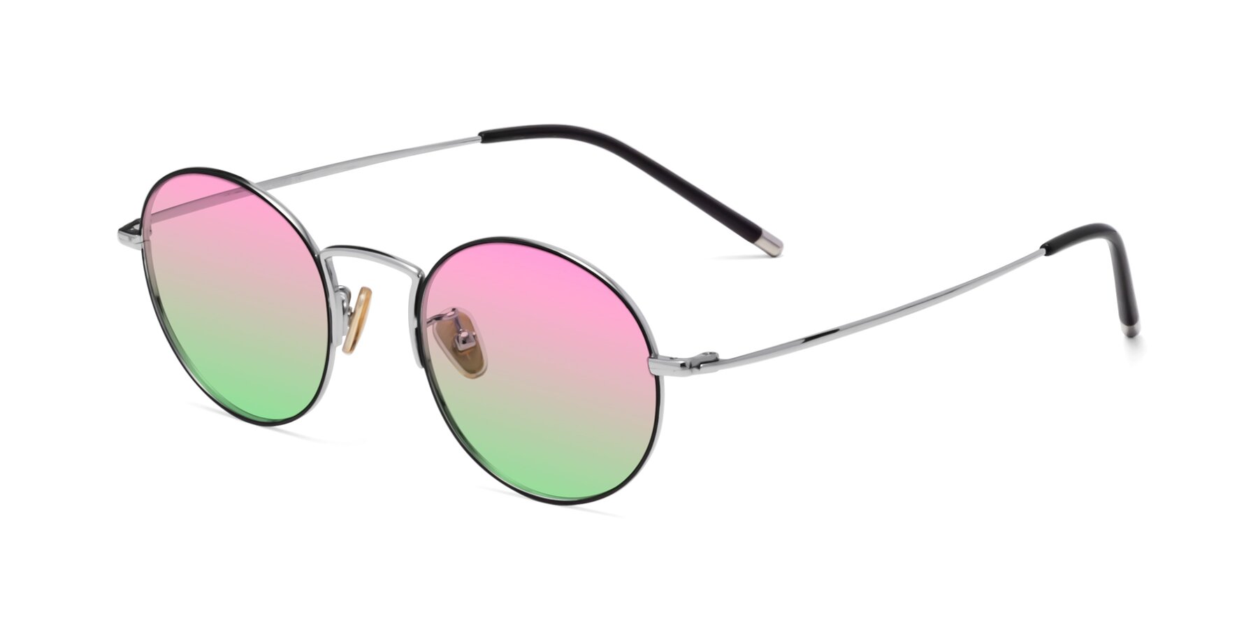 Angle of 80033 in Black-Silver with Pink / Green Gradient Lenses