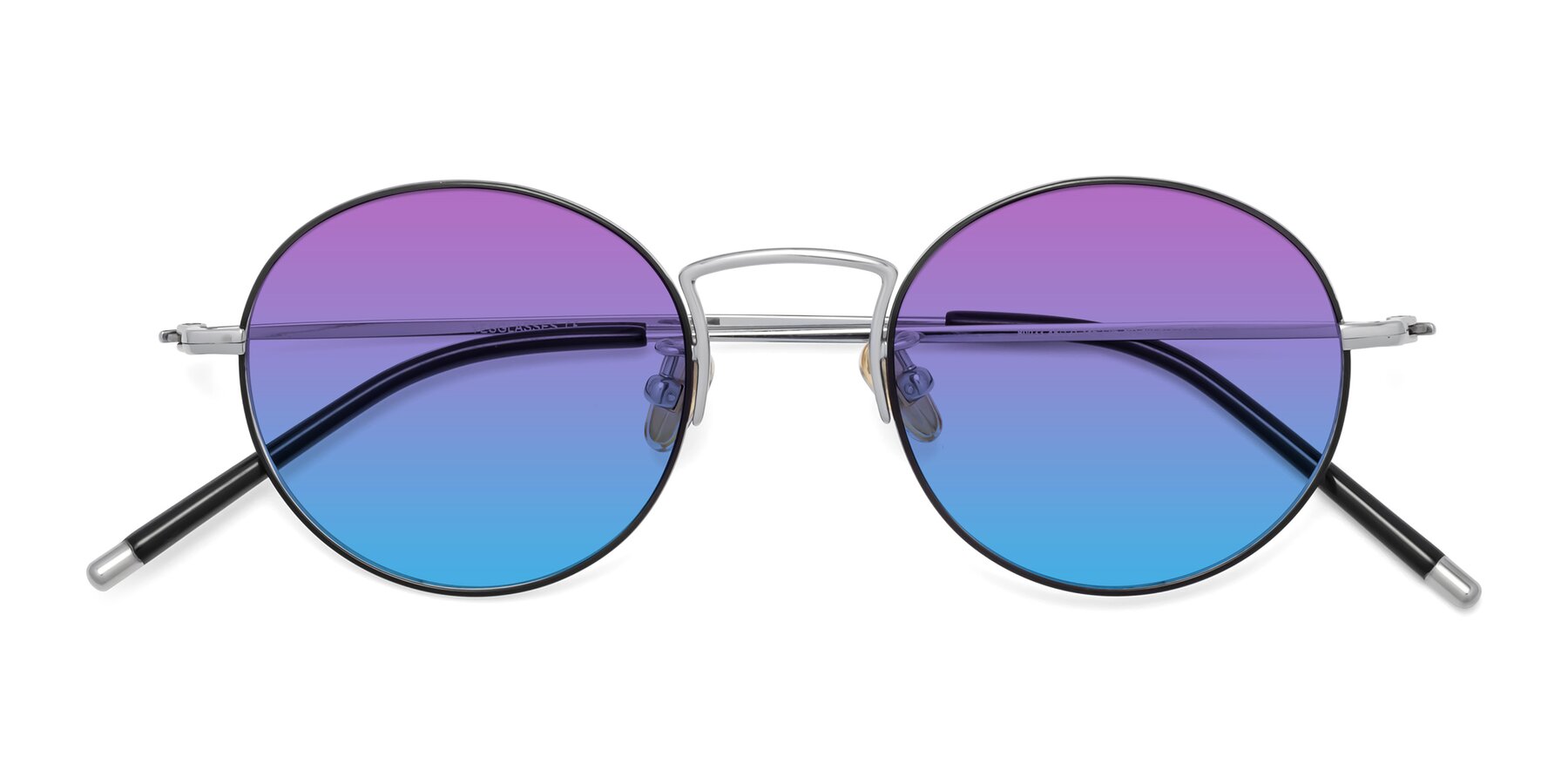 Folded Front of 80033 in Black-Silver with Purple / Blue Gradient Lenses