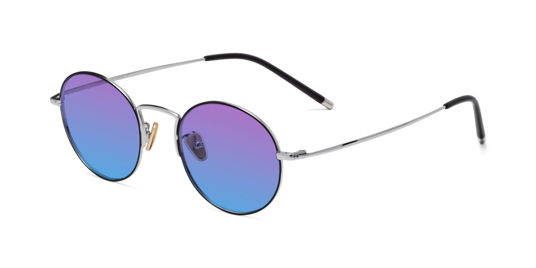 Angle of 80033 in Black-Silver with Purple / Blue Gradient Lenses