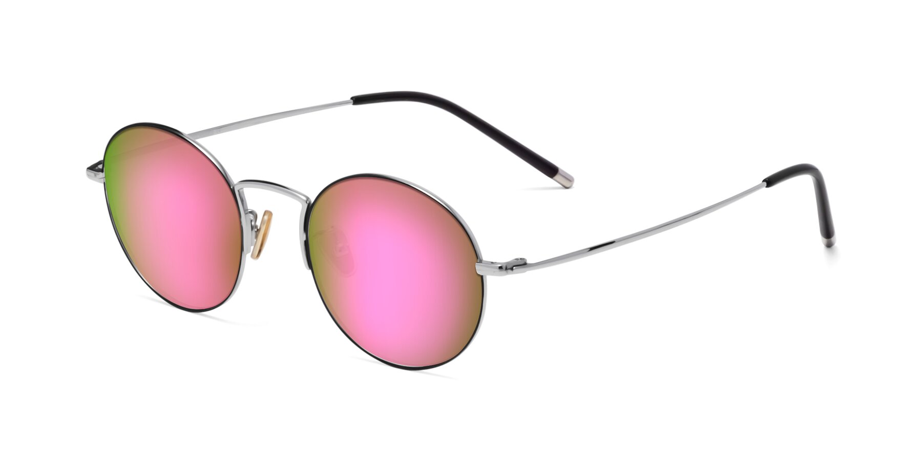 Angle of 80033 in Black-Silver with Pink Mirrored Lenses