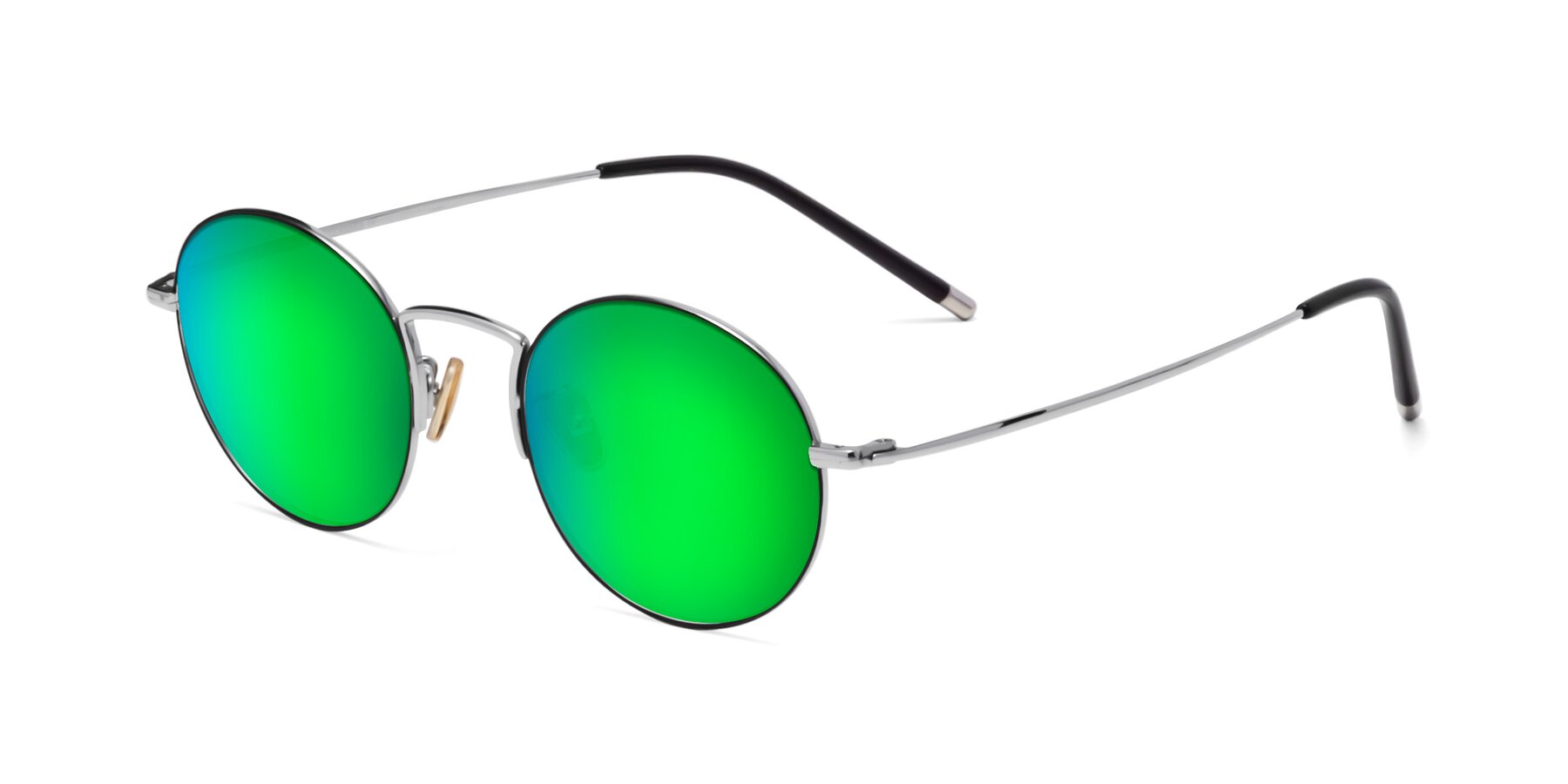 Angle of 80033 in Black-Silver with Green Mirrored Lenses