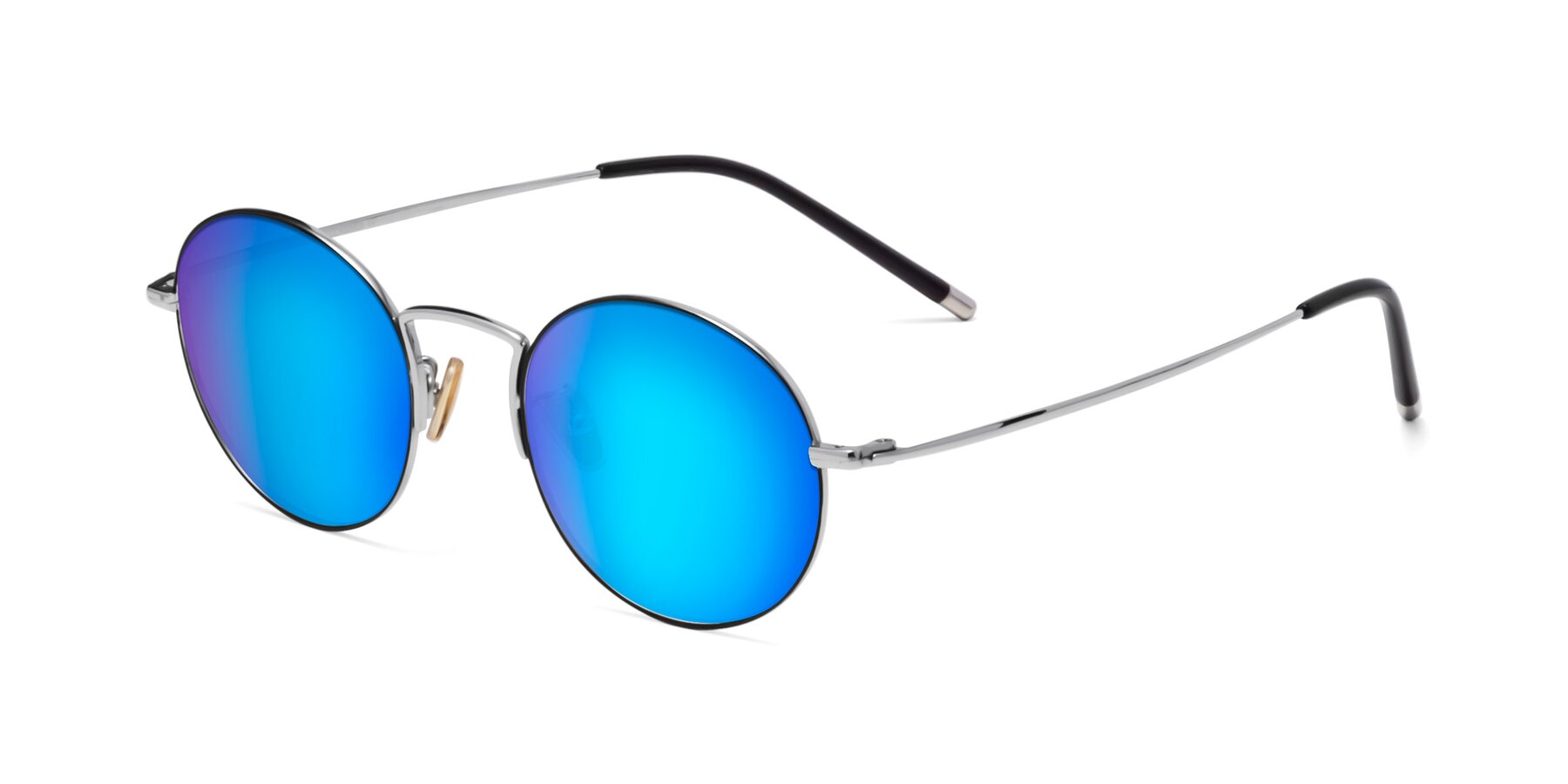 Angle of 80033 in Black-Silver with Blue Mirrored Lenses