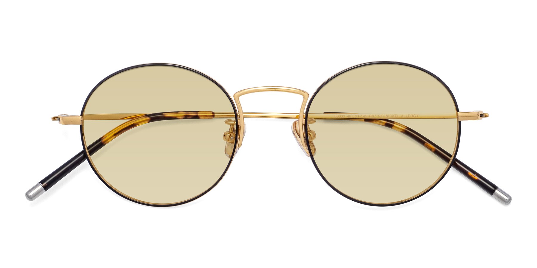 Folded Front of 80033 in Black-Gold with Light Champagne Tinted Lenses