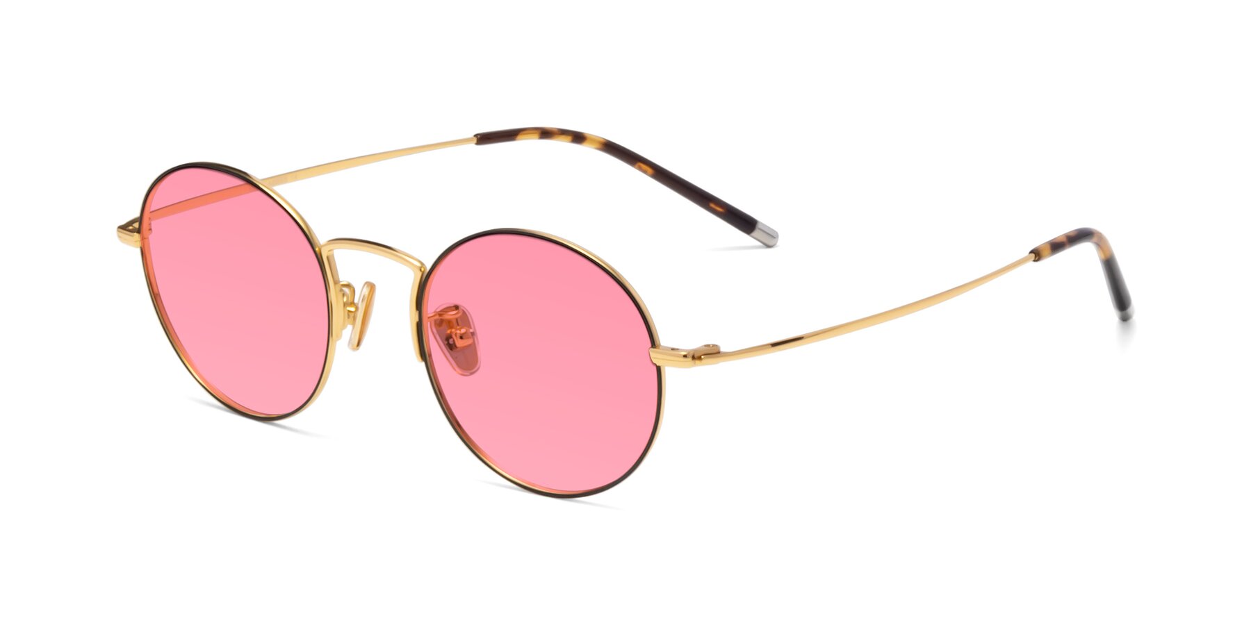 Angle of 80033 in Black-Gold with Pink Tinted Lenses