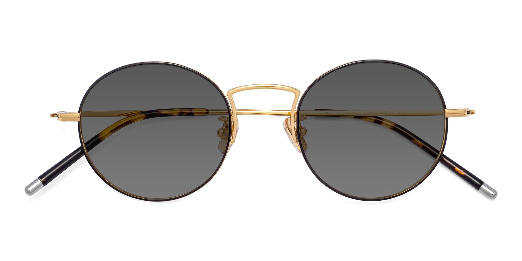 Folded Front of 80033 in Black-Gold with Medium Gray Tinted Lenses