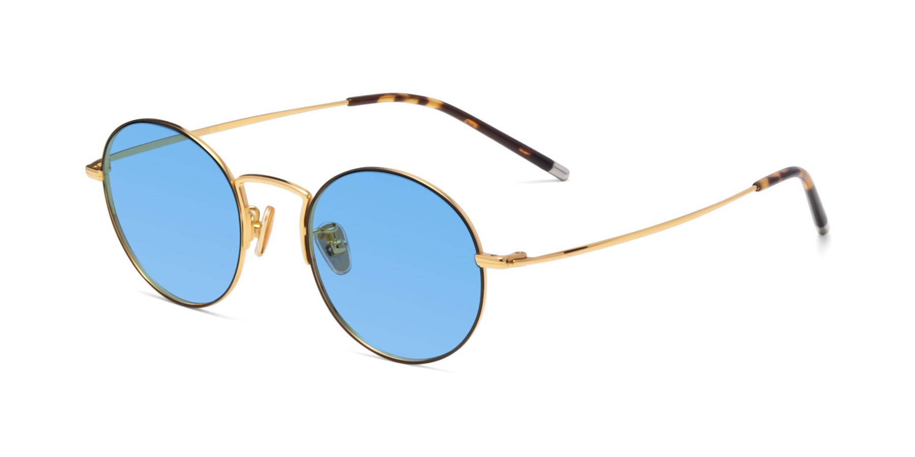 Angle of 80033 in Black-Gold with Medium Blue Tinted Lenses