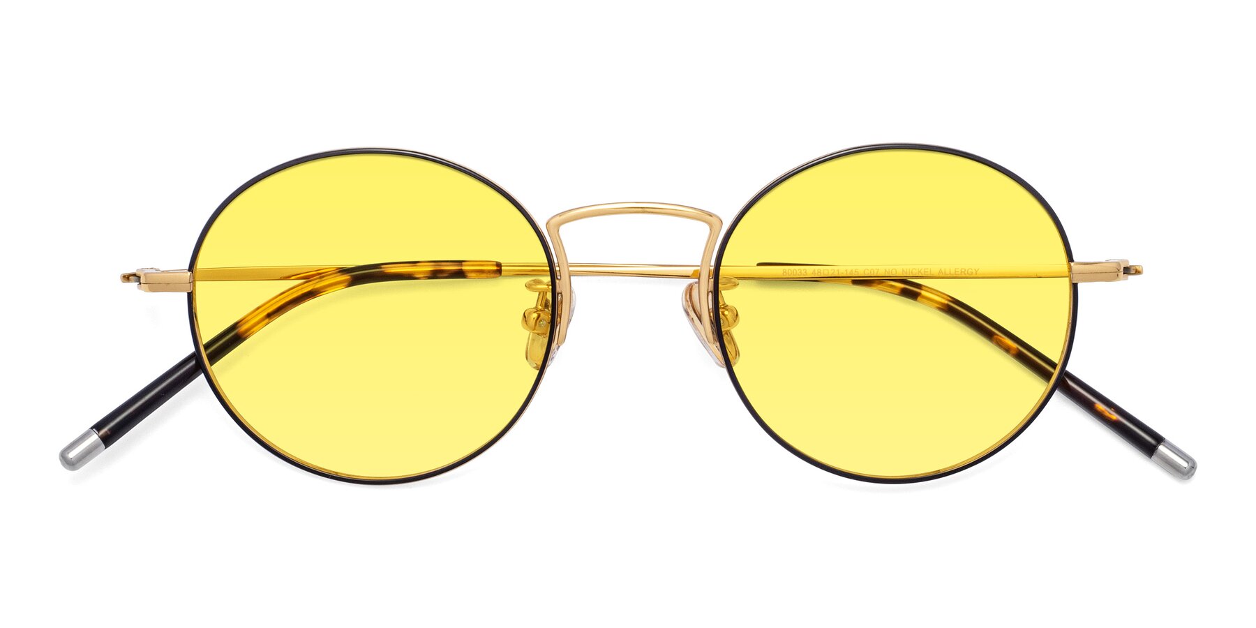 Folded Front of 80033 in Black-Gold with Medium Yellow Tinted Lenses