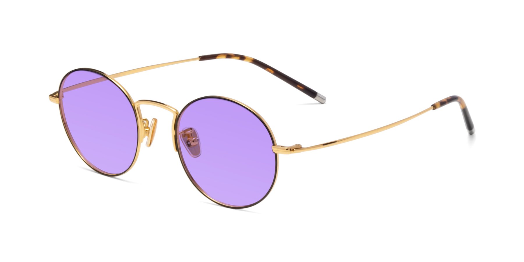 Angle of 80033 in Black-Gold with Medium Purple Tinted Lenses