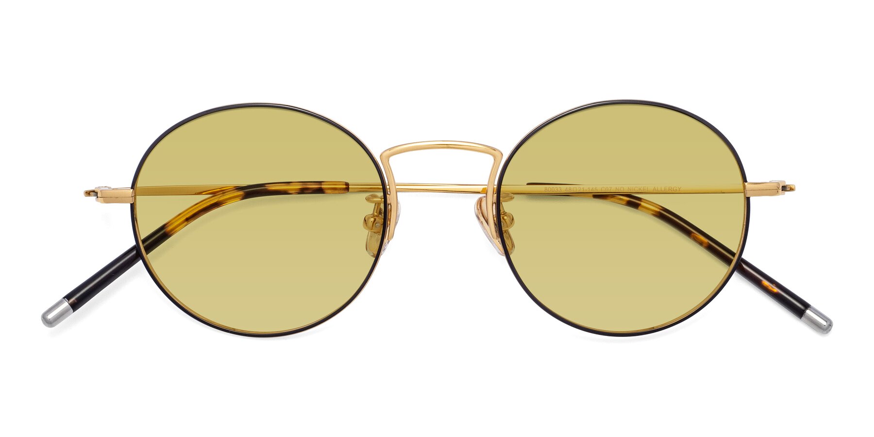 Folded Front of 80033 in Black-Gold with Medium Champagne Tinted Lenses
