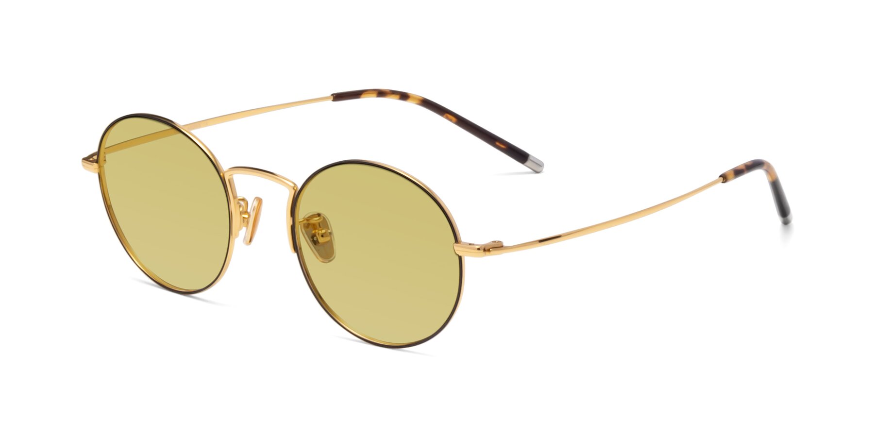 Angle of 80033 in Black-Gold with Medium Champagne Tinted Lenses