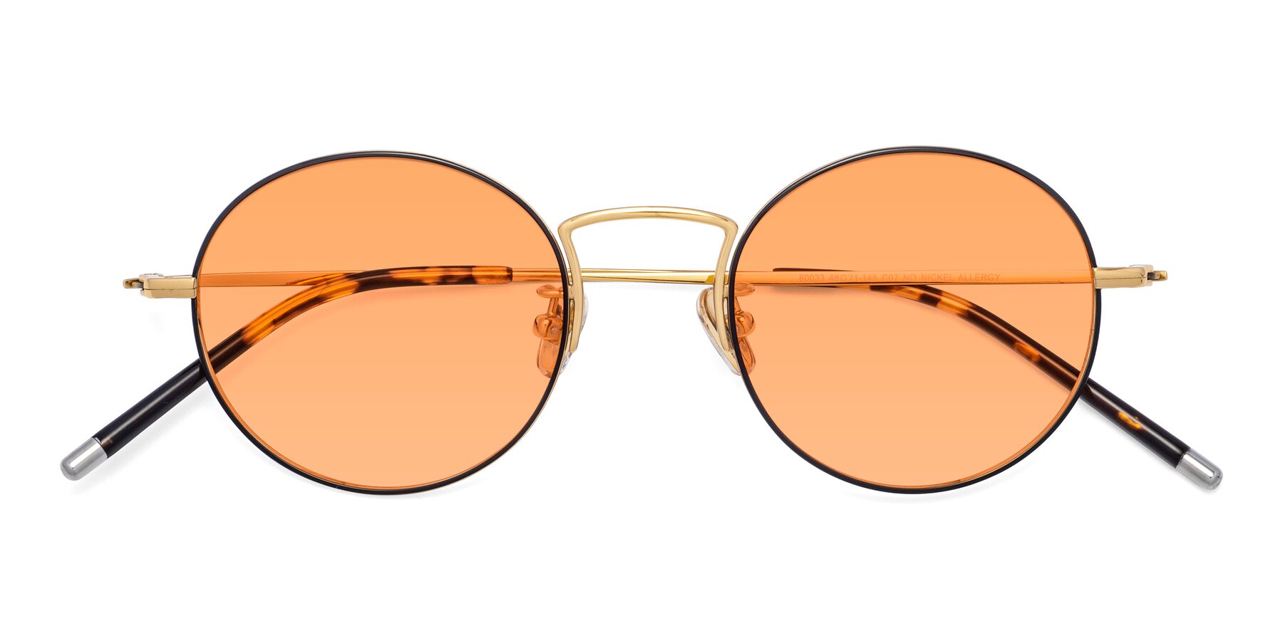Folded Front of 80033 in Black-Gold with Medium Orange Tinted Lenses