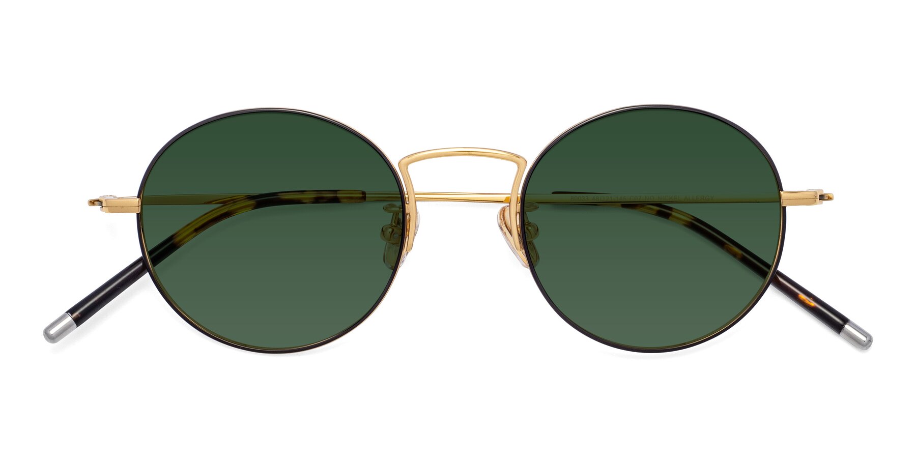 Folded Front of 80033 in Black-Gold with Green Tinted Lenses