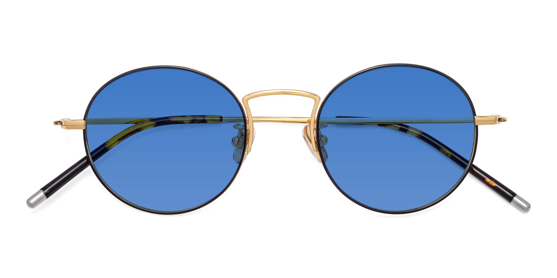 Folded Front of 80033 in Black-Gold with Blue Tinted Lenses