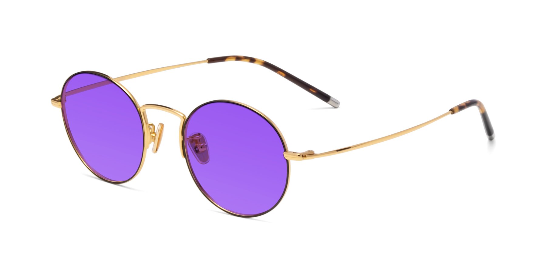 Angle of 80033 in Black-Gold with Purple Tinted Lenses