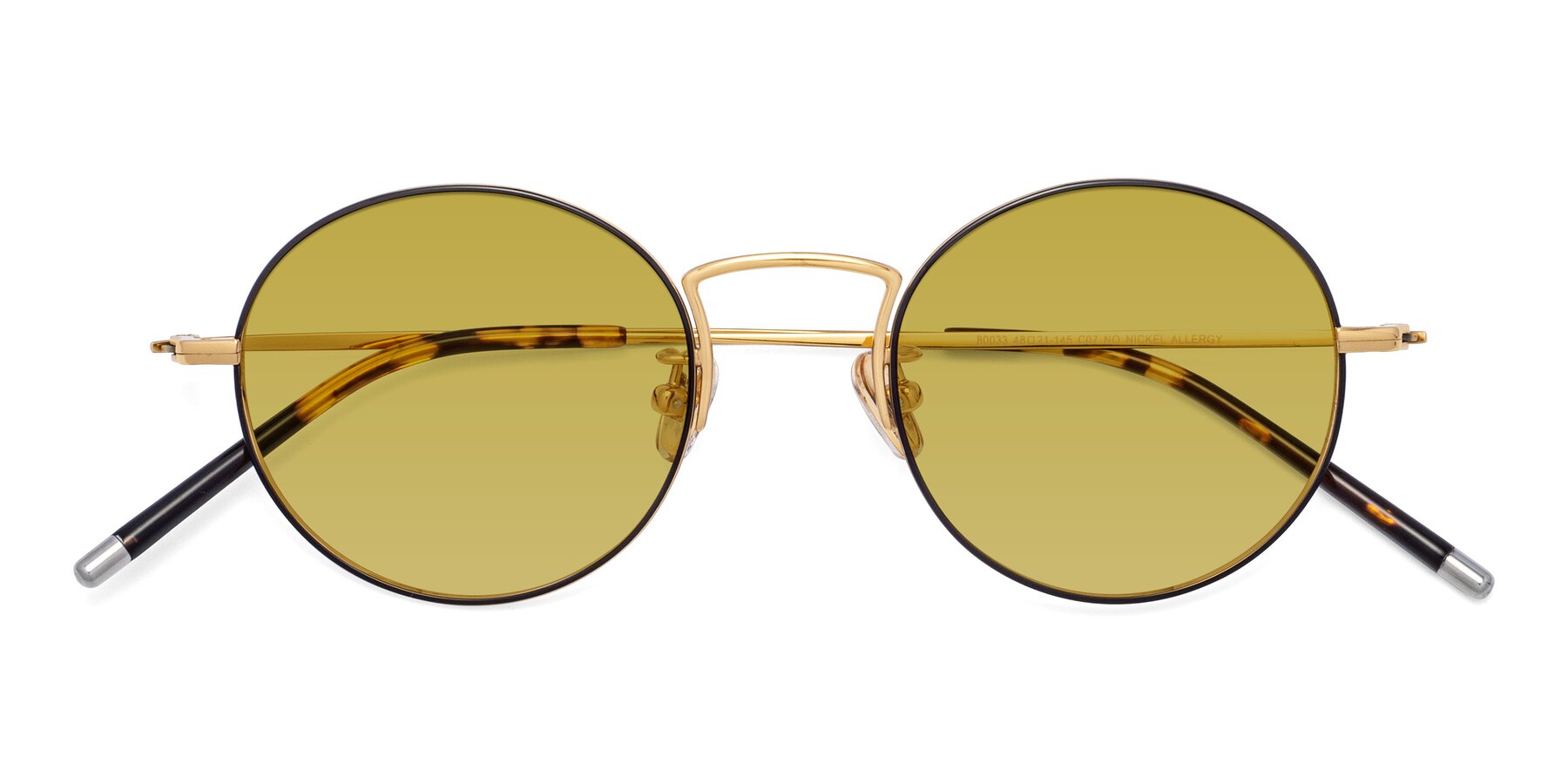 Folded Front of 80033 in Black-Gold with Champagne Tinted Lenses