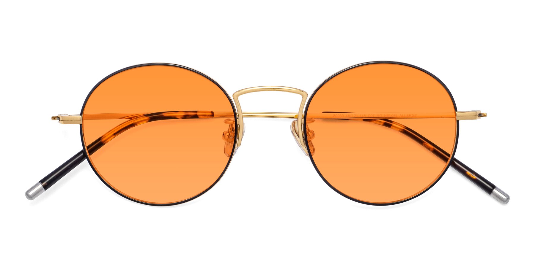 Folded Front of 80033 in Black-Gold with Orange Tinted Lenses