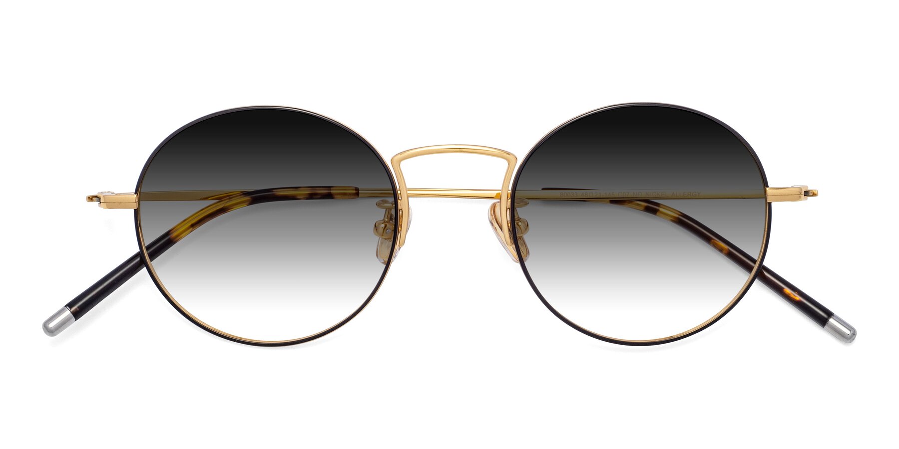 Folded Front of 80033 in Black-Gold with Gray Gradient Lenses