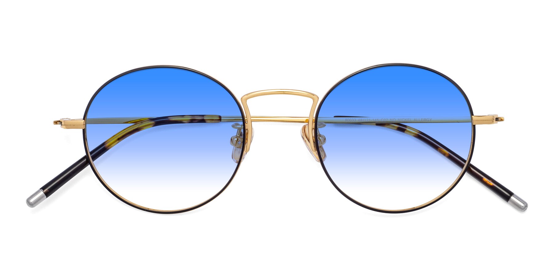 Folded Front of 80033 in Black-Gold with Blue Gradient Lenses