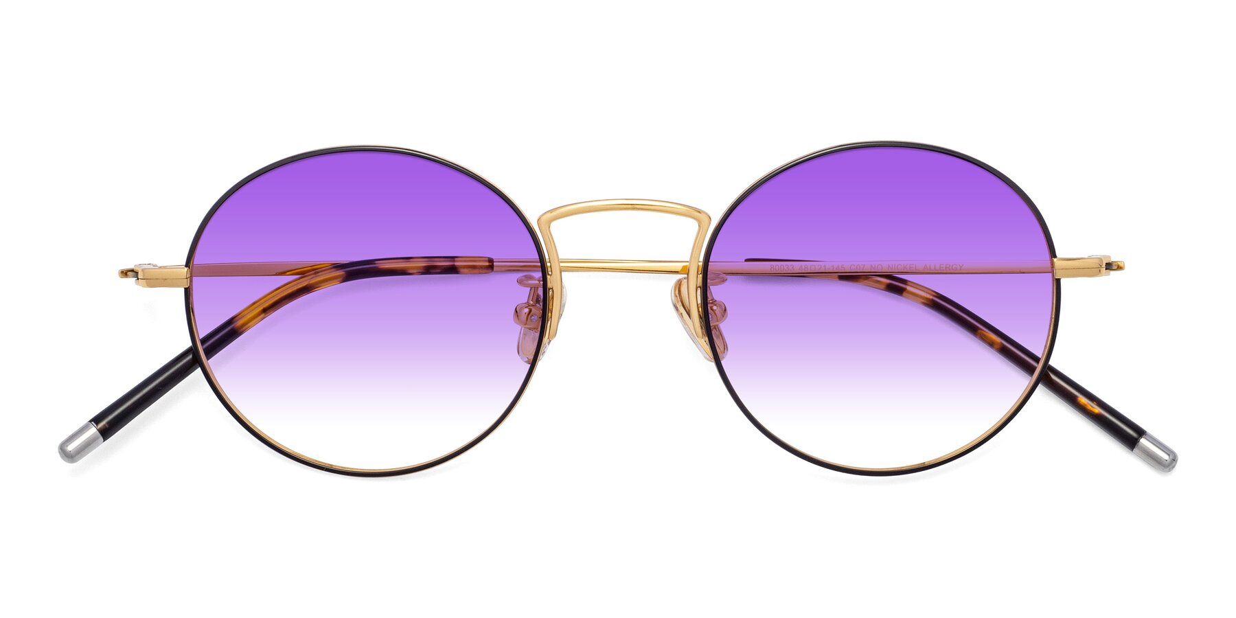 Folded Front of 80033 in Black-Gold with Purple Gradient Lenses
