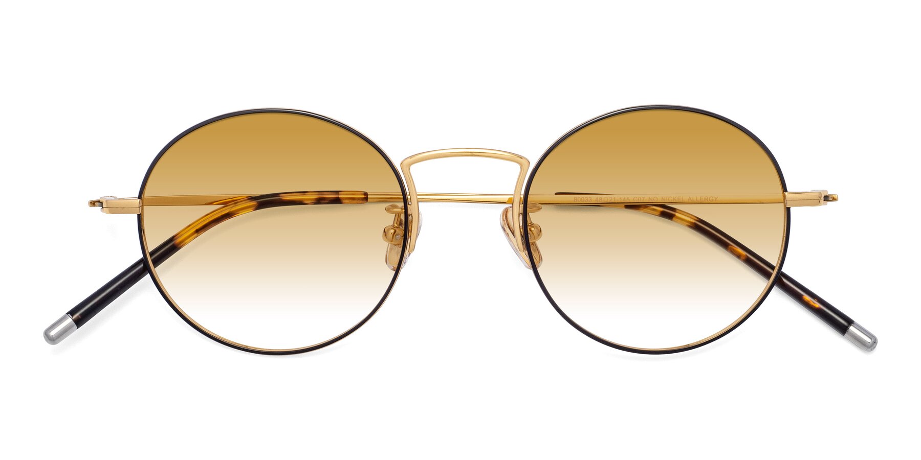 Folded Front of 80033 in Black-Gold with Champagne Gradient Lenses