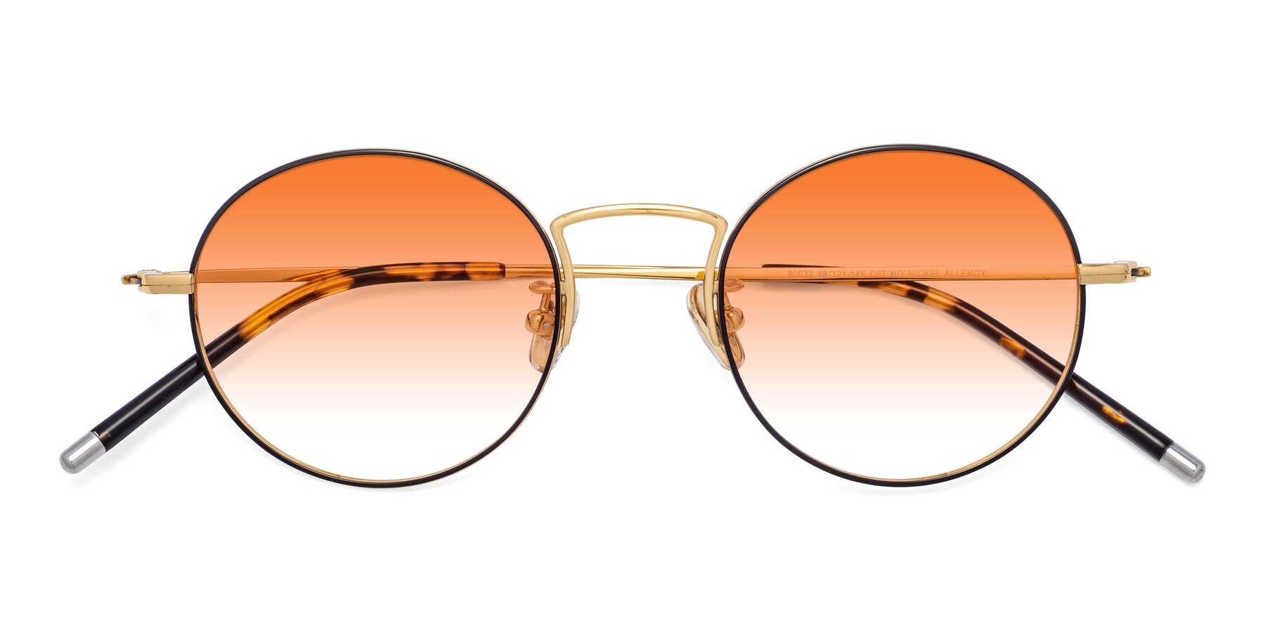 Folded Front of 80033 in Black-Gold with Orange Gradient Lenses