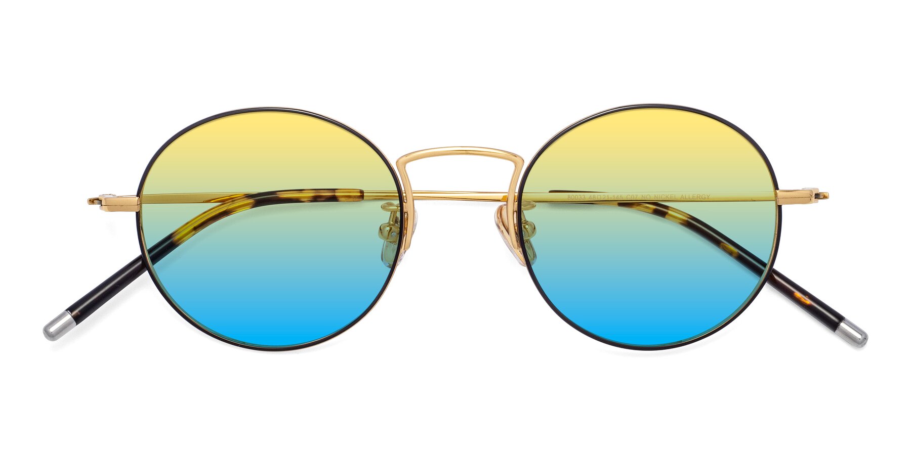 Folded Front of 80033 in Black-Gold with Yellow / Blue Gradient Lenses