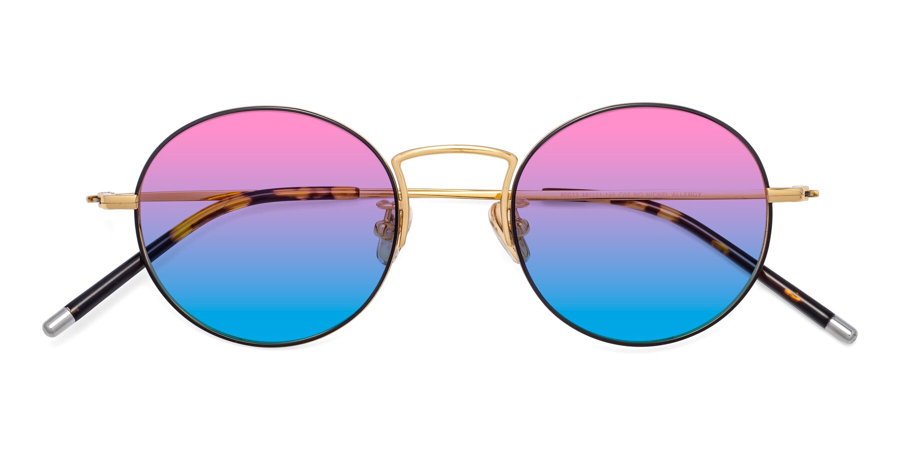 Folded Front of 80033 in Black-Gold with Pink / Blue Gradient Lenses