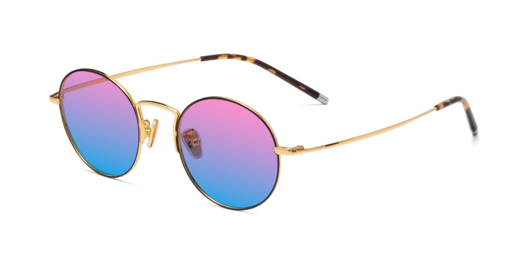 Angle of 80033 in Black-Gold with Pink / Blue Gradient Lenses