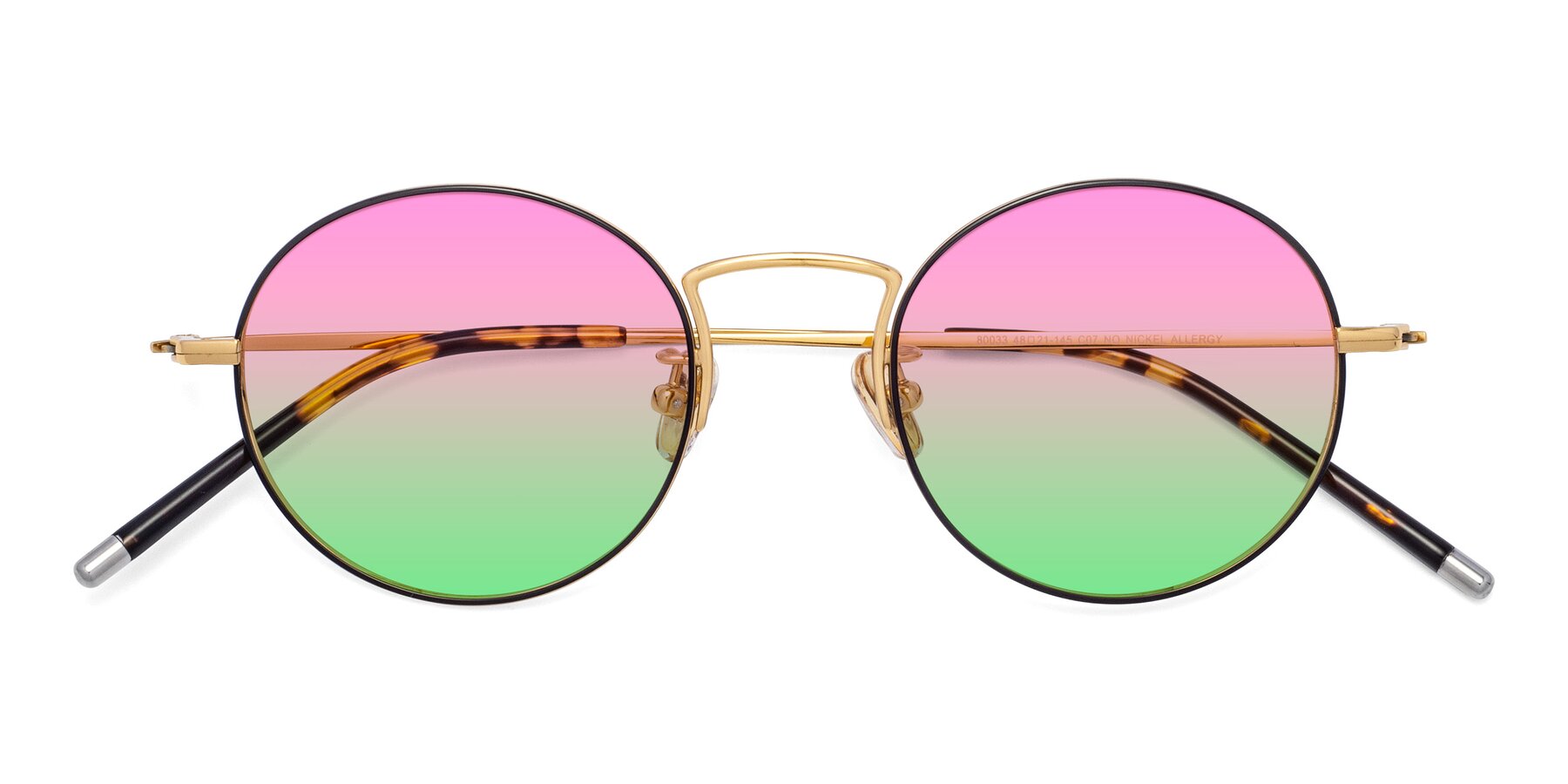 Folded Front of 80033 in Black-Gold with Pink / Green Gradient Lenses