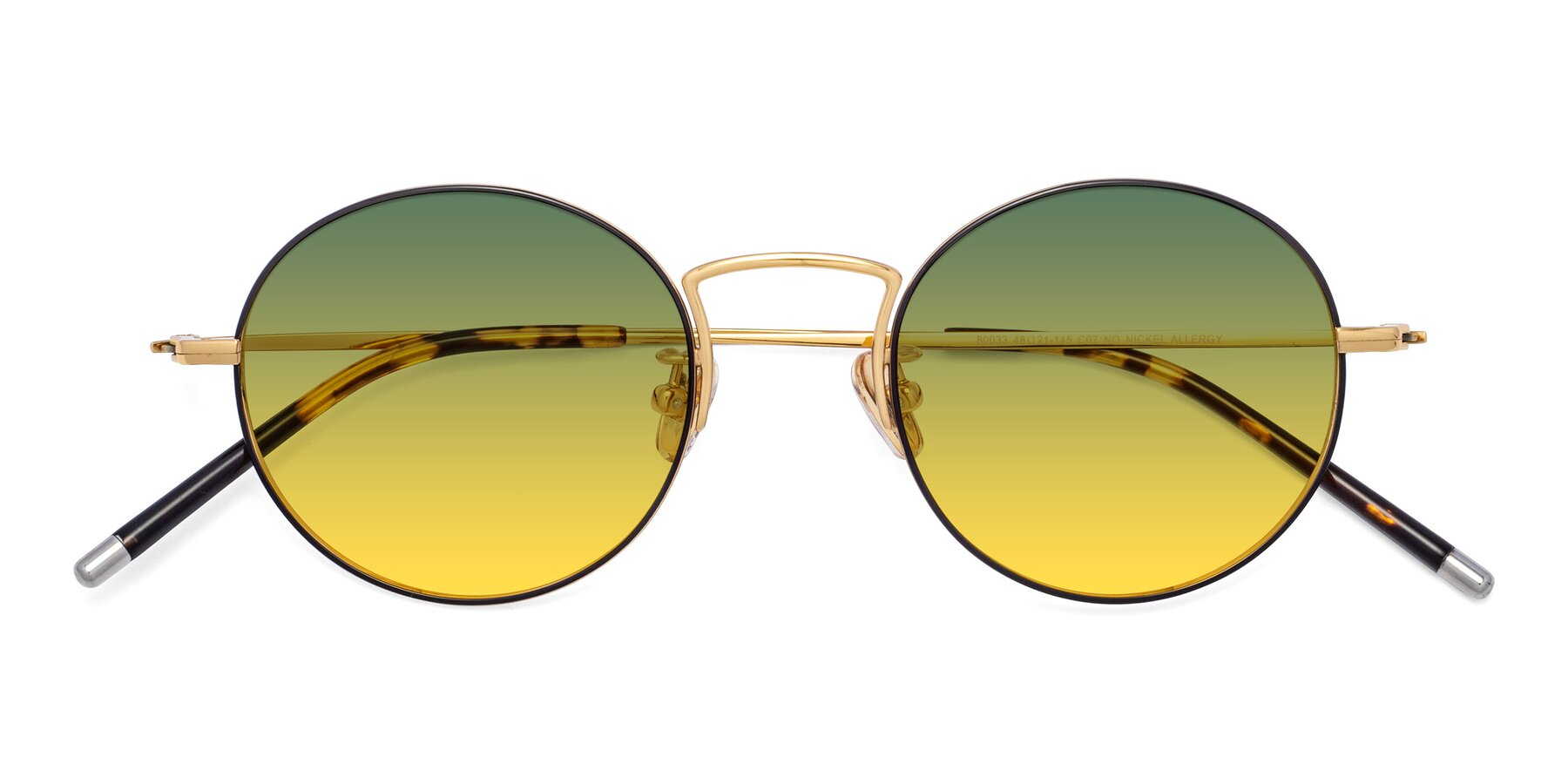 Folded Front of 80033 in Black-Gold with Green / Yellow Gradient Lenses