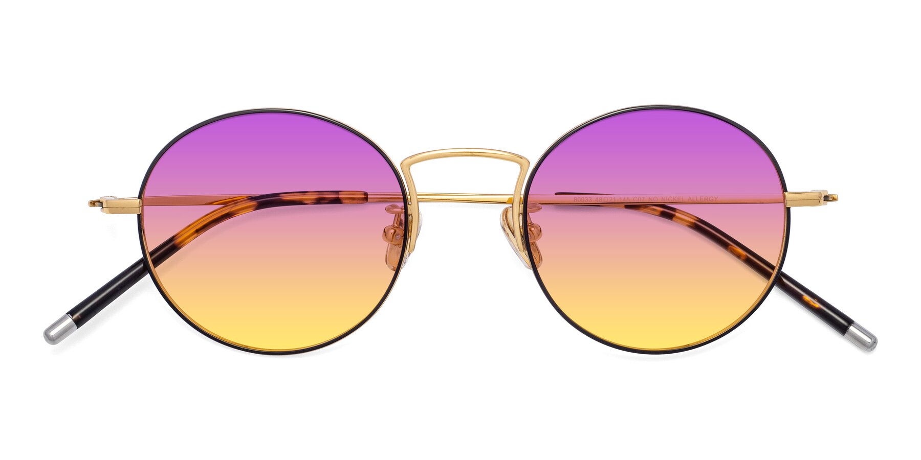 Folded Front of 80033 in Black-Gold with Purple / Yellow Gradient Lenses
