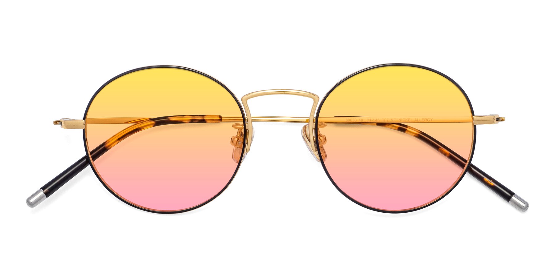 Folded Front of 80033 in Black-Gold with Yellow / Pink Gradient Lenses